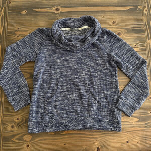 Women's Loveappella Blue White Marled Cowl Neck Sweater Size M Long Sleeve Pull